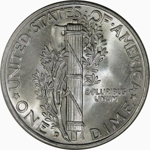 Fasces on the back of a US Mercury Dime.